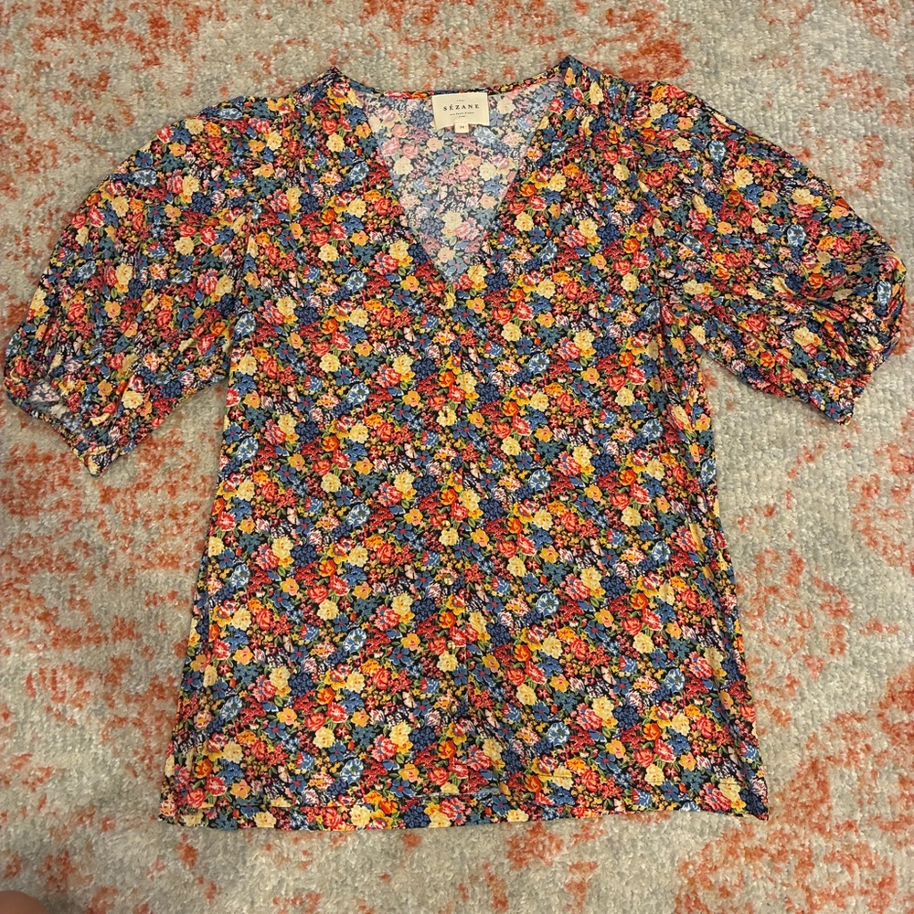 Sezane Multicolor Floral Blouse